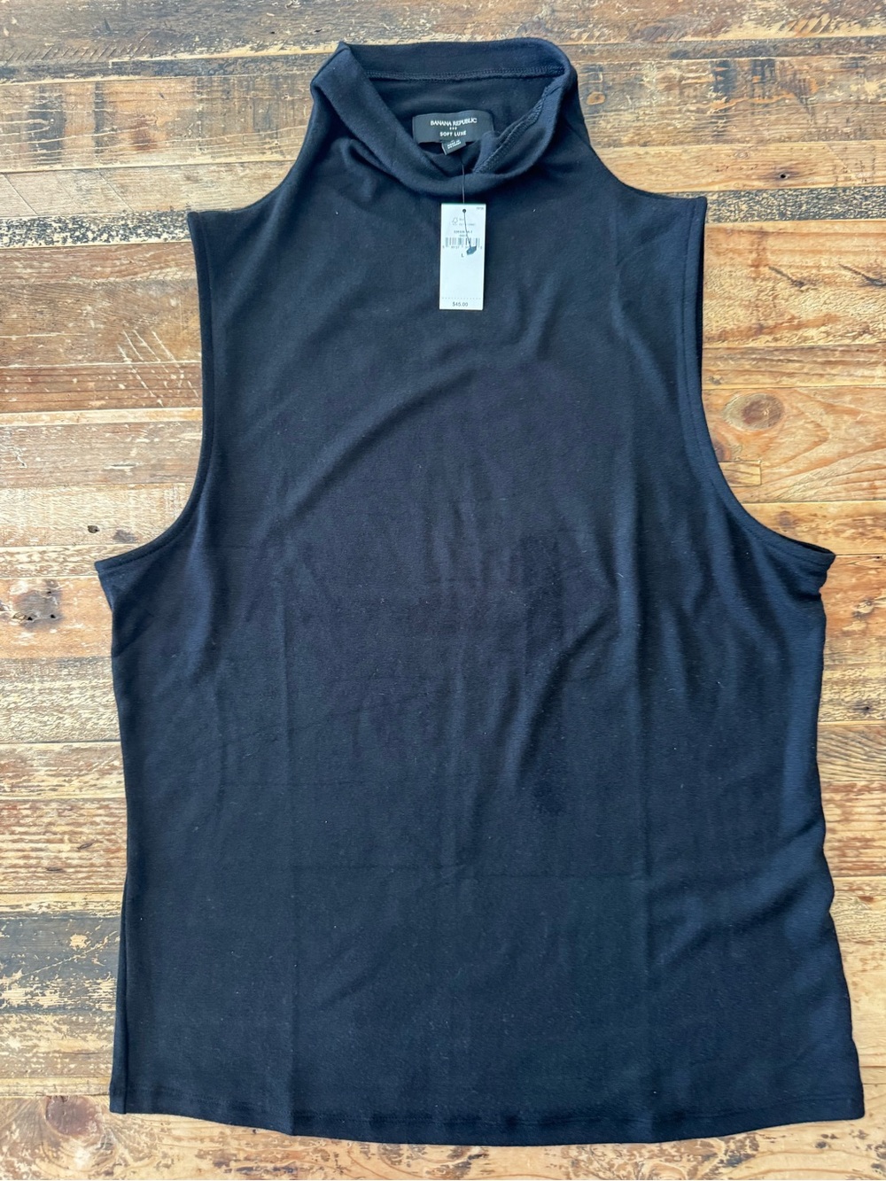 Banana Republic NWT Soft Black Sleeveless Turtleneck Tank